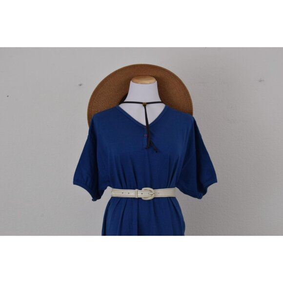 Vintage 80s T-shirt Blue Pullover Dress‎ ONE SIZE - Picture 9 of 9
